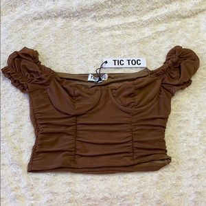 Brown Tana Mesh Top